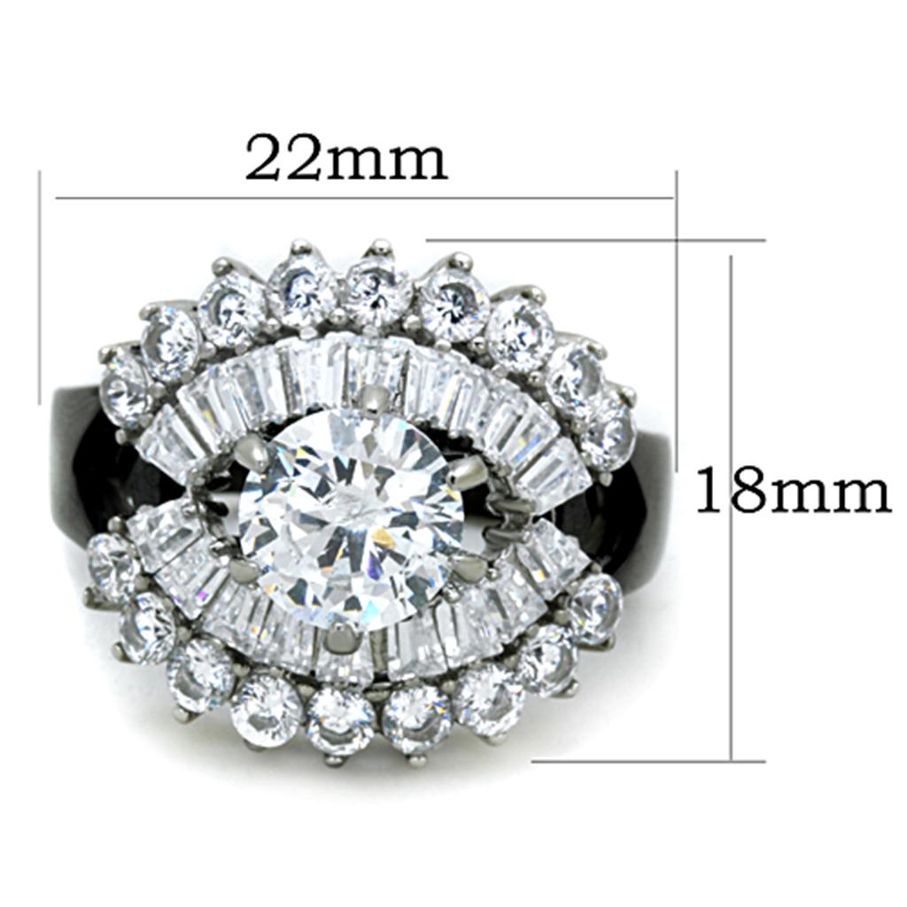 Elegant two-tone stainless steel ring with cubic zirconia stones, designed for women.