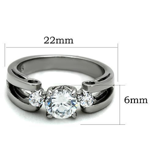 Elegant Women Stainless Steel Ring with Clear Cubic Zirconia Stones, featuring a high-polished finish and round design.