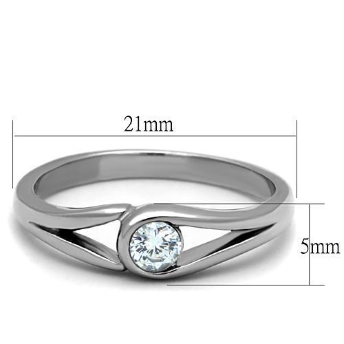 A beautiful women's stainless steel ring featuring clear cubic zirconia stones, showcasing a high-polished finish for a stunning look.