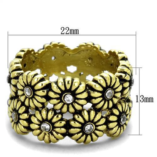 Elegant Women Stainless Steel Ring with Cubic Zirconia and IP Gold Plating