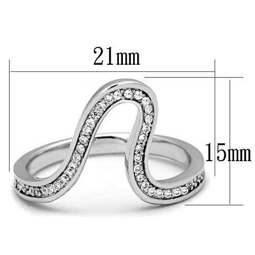 Women Stainless Steel Cubic Zirconia Ring TK1680 with high polish finish and clear stones, showcasing elegance and durability.