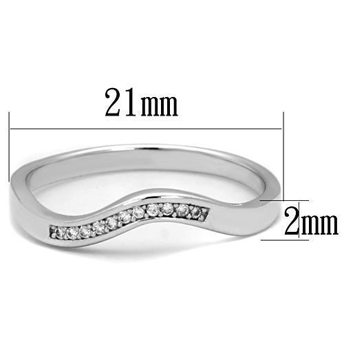 Elegant Women Stainless Steel Ring with Clear Cubic Zirconia, high-polished finish, showcasing its stunning design.