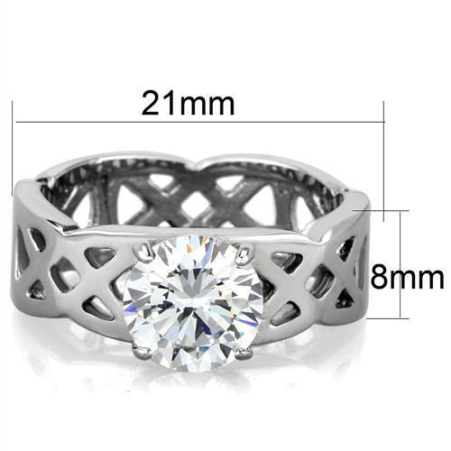 Women Stainless Steel Cubic Zirconia Ring TK1772 with high-polished finish and clear stones, showcasing elegance and durability.