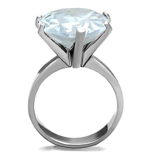 Women Stainless Steel Cubic Zirconia Ring TK1750 featuring a high polished finish and clear cubic zirconia stones, perfect for elegant styling.