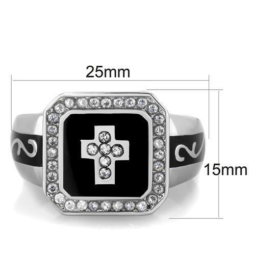 Elegant Women Stainless Steel Ring with Clear Cubic Zirconia, high-polished finish, perfect for any occasion.