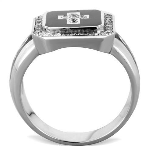 Elegant Women Stainless Steel Ring with Clear Cubic Zirconia, high-polished finish, perfect for any occasion.