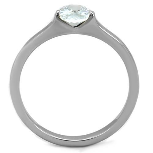 Elegant Women Stainless Steel Ring with Clear Cubic Zirconia, high-polished finish, showcasing its brilliance and style.