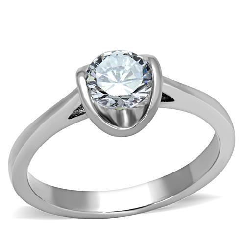 Silver ring with round diamond