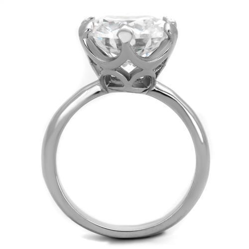 Elegant women's stainless steel ring featuring clear cubic zirconia stones, high polished finish, perfect for everyday wear.