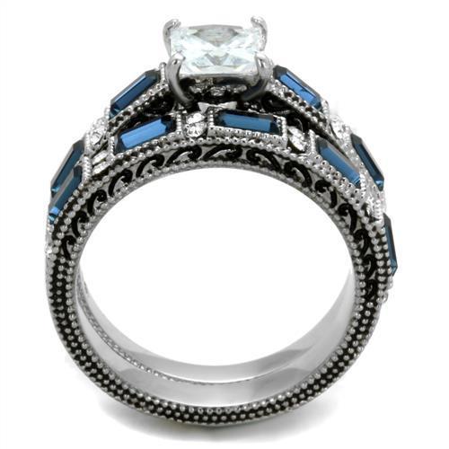 Elegant Women Stainless Steel Ring with Clear Cubic Zirconia, high-polished finish, perfect for everyday wear.