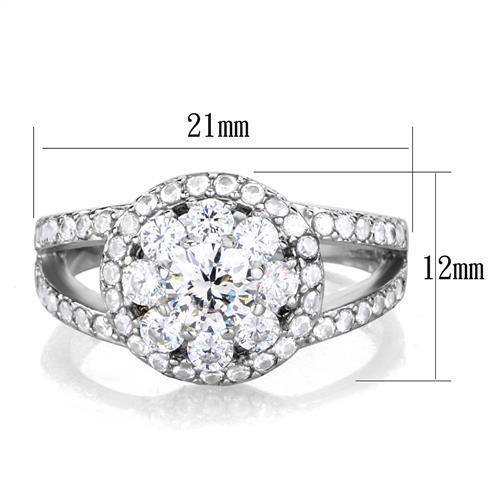 Elegant Women Stainless Steel Ring with Clear Cubic Zirconia, high-polished finish, showcasing its stunning design.