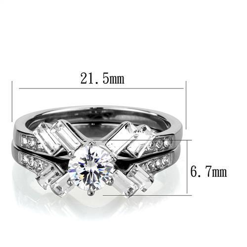 Elegant Women Stainless Steel Ring with Clear Cubic Zirconia, high-polished finish, showcasing its stunning design and durability.