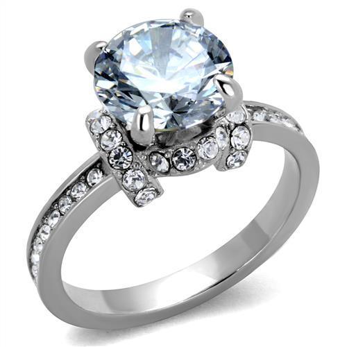 Elegant Women Stainless Steel Ring with Clear Cubic Zirconia, showcasing a modern design and sparkling stones.