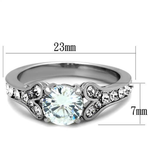 Women Stainless Steel Cubic Zirconia Ring TK1918 featuring a high-polished finish and clear cubic zirconia stones, perfect for elegant styling.