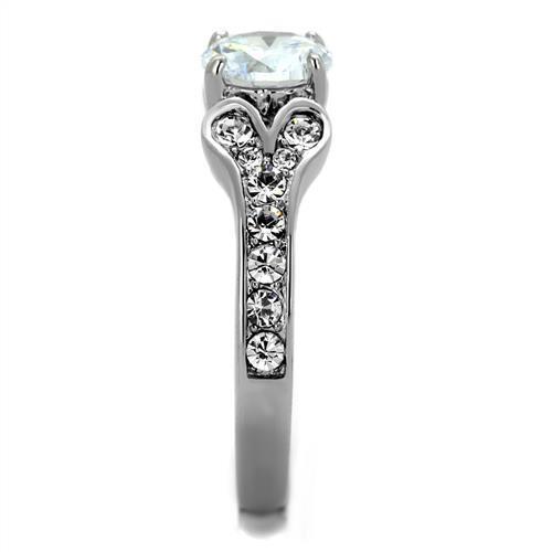 Women Stainless Steel Cubic Zirconia Ring TK1918 featuring a high-polished finish and clear cubic zirconia stones, perfect for elegant styling.