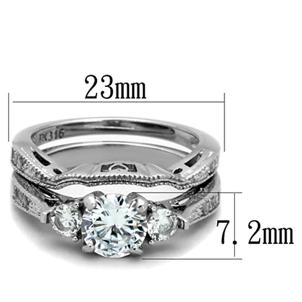 Elegant Women Stainless Steel Ring with Clear Cubic Zirconia, high-polished finish, perfect for any occasion.