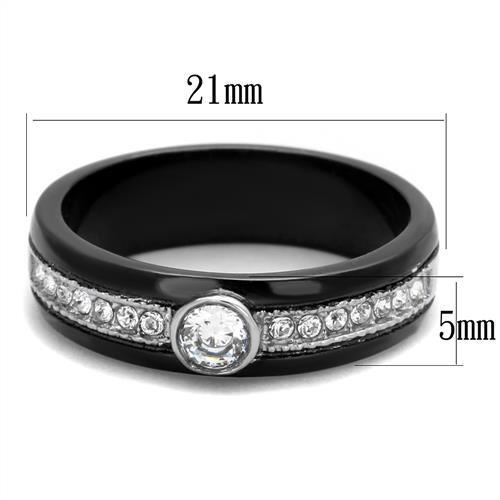 Elegant two-tone stainless steel ring with cubic zirconia accents for women.