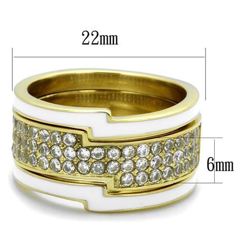 Women Stainless Steel Cubic Zirconia Ring TK2035 featuring a sleek design with sparkling stones and IP gold plating.