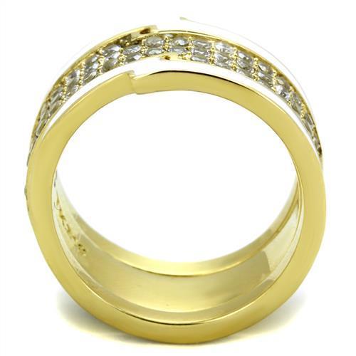 Women Stainless Steel Cubic Zirconia Ring TK2035 featuring a sleek design with sparkling stones and IP gold plating.