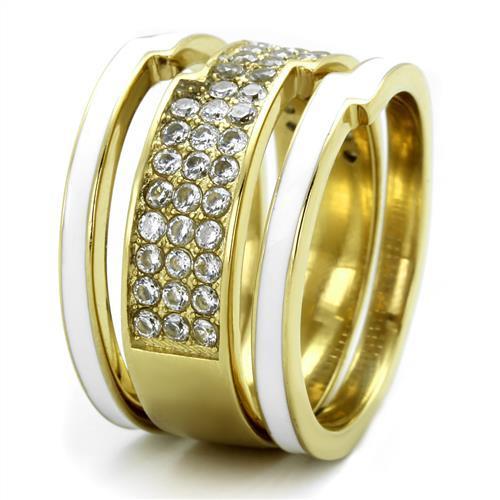 Women Stainless Steel Cubic Zirconia Ring TK2035 featuring a sleek design with sparkling stones and IP gold plating.