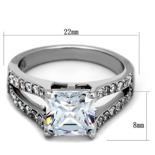 Women Stainless Steel Cubic Zirconia Ring TK2112 with high-polished finish and clear stones, showcasing elegance and durability.