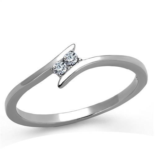 Women Stainless Steel Cubic Zirconia Ring TK2121 featuring a high-polished finish and clear cubic zirconia stones, elegantly designed for everyday wear.