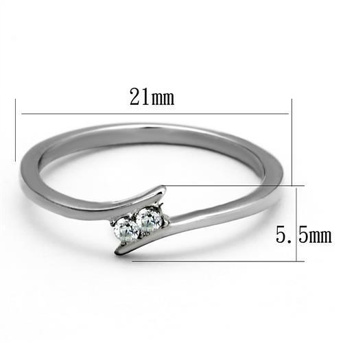 Women Stainless Steel Cubic Zirconia Ring TK2121 featuring a high-polished finish and clear cubic zirconia stones, elegantly designed for everyday wear.