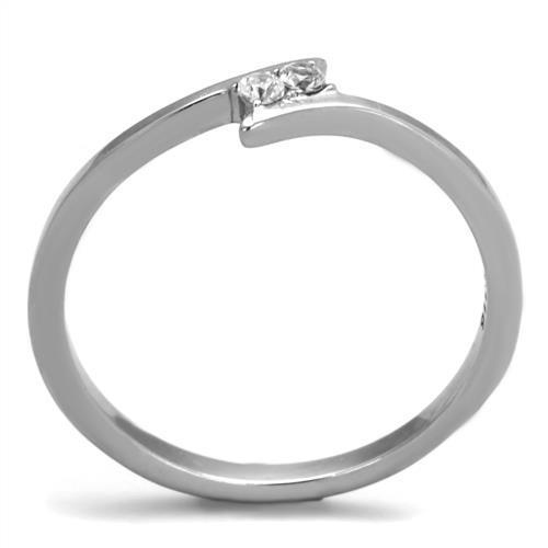 Women Stainless Steel Cubic Zirconia Ring TK2121 featuring a high-polished finish and clear cubic zirconia stones, elegantly designed for everyday wear.