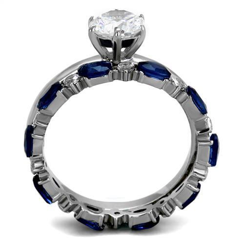 Women Stainless Steel Cubic Zirconia Ring TK2175 featuring a high polished finish and sparkling clear stones.