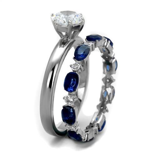 Women Stainless Steel Cubic Zirconia Ring TK2175 featuring a high polished finish and sparkling clear stones.