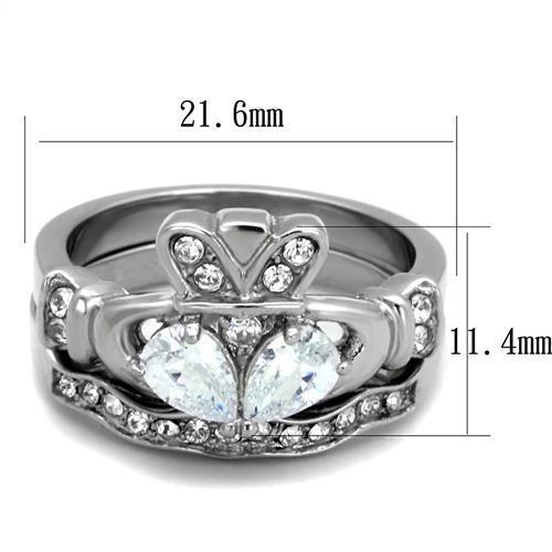 Elegant Women Stainless Steel Ring with Clear Cubic Zirconia Stones, high-polished finish, perfect for any occasion.