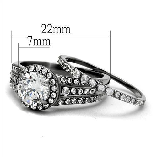 Women Stainless Steel Cubic Zirconia Ring TK2476 with high-polished finish and clear stones, showcasing elegance and durability.