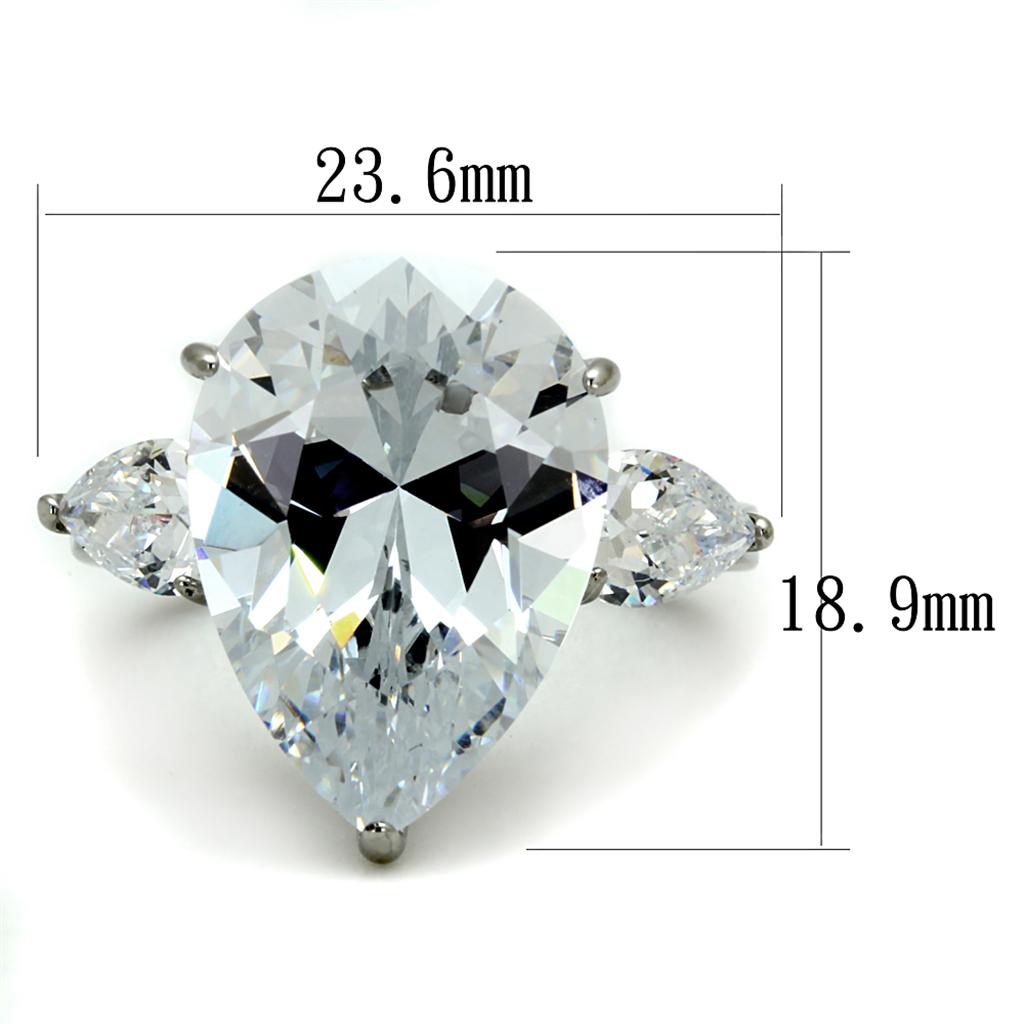 Women Stainless Steel Cubic Zirconia Ring TK2256 with high-polished finish and clear sparkling stones.