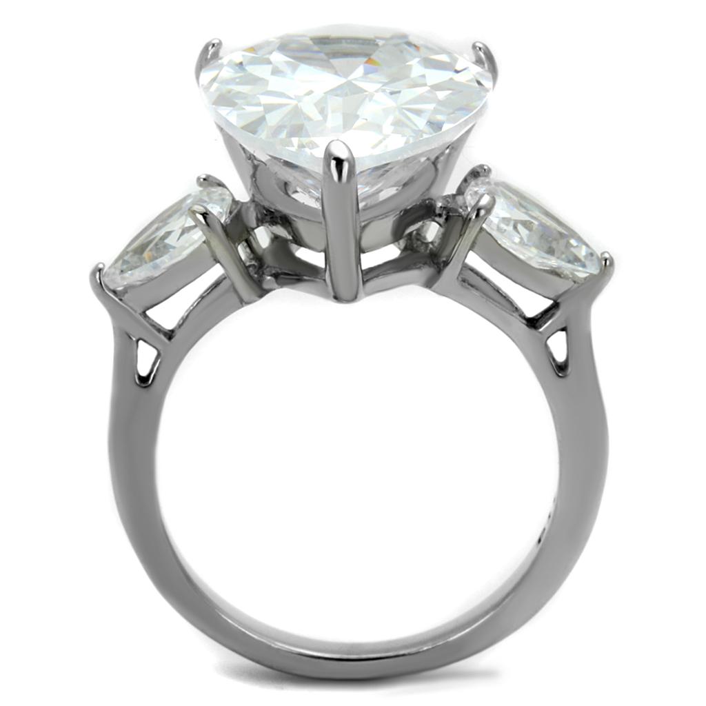 Women Stainless Steel Cubic Zirconia Ring TK2256 with high-polished finish and clear sparkling stones.