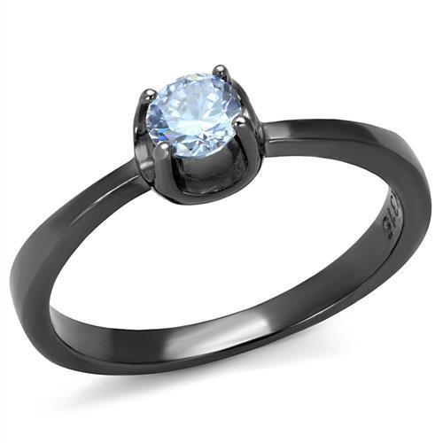 Elegant Women Stainless Steel Ring with Light Amethyst Cubic Zirconia, featuring a sleek IP light black finish.