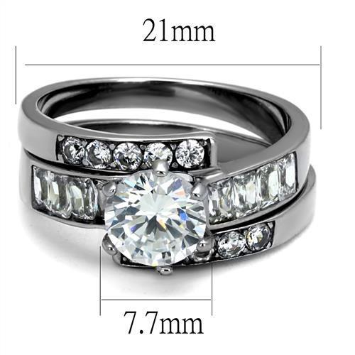 Women Stainless Steel Cubic Zirconia Ring TK2616 featuring clear round stones and a sleek design.