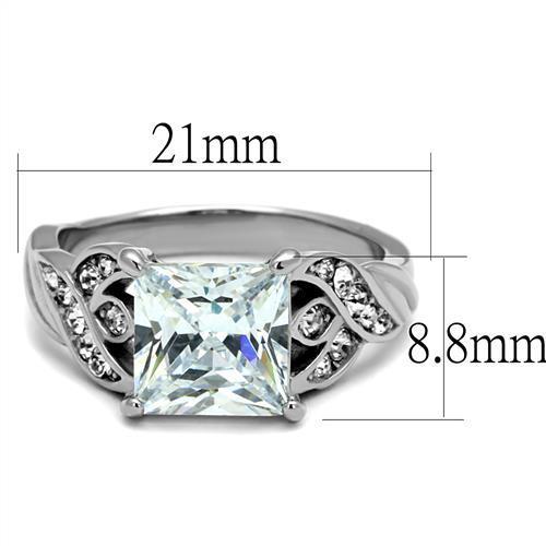 Elegant Women Stainless Steel Ring with Clear Cubic Zirconia, high-polished finish, showcasing its brilliance and modern design.