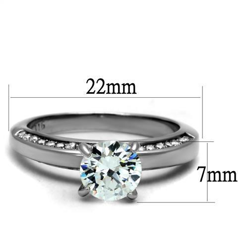 Elegant Women Stainless Steel Ring with Clear Cubic Zirconia Stones, high-polished finish, perfect for any occasion.