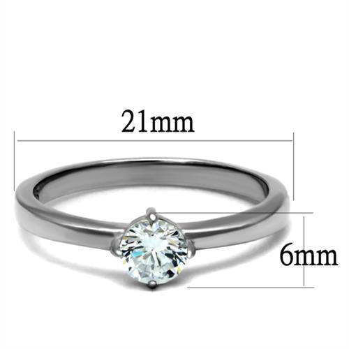 Women Stainless Steel Cubic Zirconia Ring TK2903 with high-polished finish and clear stones, showcasing elegance and durability.