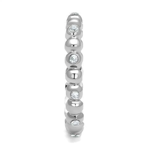 Women Stainless Steel Cubic Zirconia Ring TK3085 with high-polished finish and clear stones, showcasing elegance and durability.