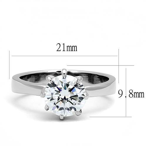 Women Stainless Steel Cubic Zirconia Ring TK3208 featuring a high-polished finish and clear round stones, perfect for elegant occasions.