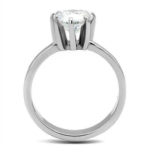 Women Stainless Steel Cubic Zirconia Ring TK3208 featuring a high-polished finish and clear round stones, perfect for elegant occasions.