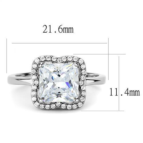 Women Stainless Steel Cubic Zirconia Ring TK3242 with high-polished finish and clear stones, showcasing elegance and durability.