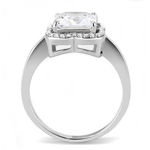 Women Stainless Steel Cubic Zirconia Ring TK3242 with high-polished finish and clear stones, showcasing elegance and durability.