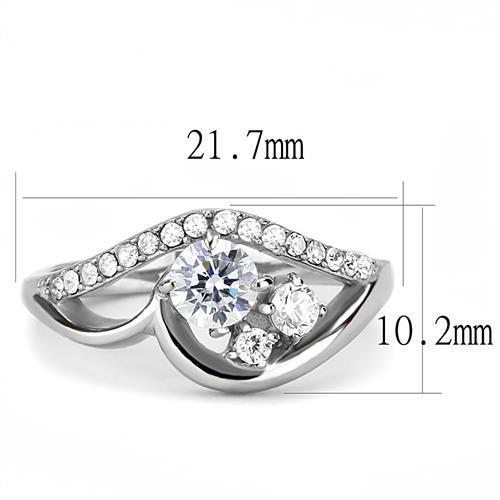 Women Stainless Steel Cubic Zirconia Ring TK3243 featuring a high-polished finish and clear round stones, perfect for elegant occasions.