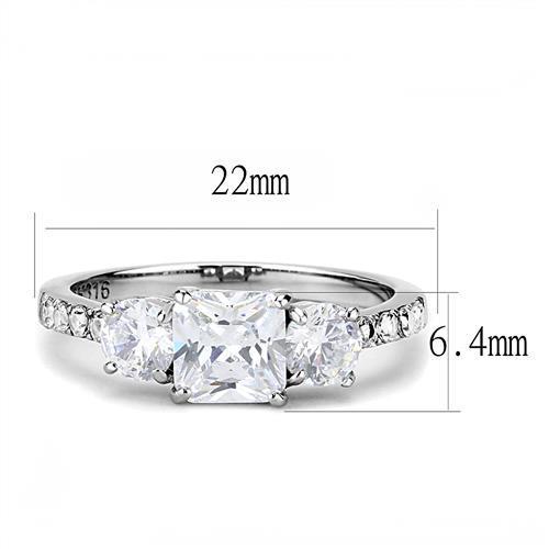 Women Stainless Steel Cubic Zirconia Ring TK3246 featuring a high-polished finish and clear cubic zirconia stones, elegantly designed for everyday wear.