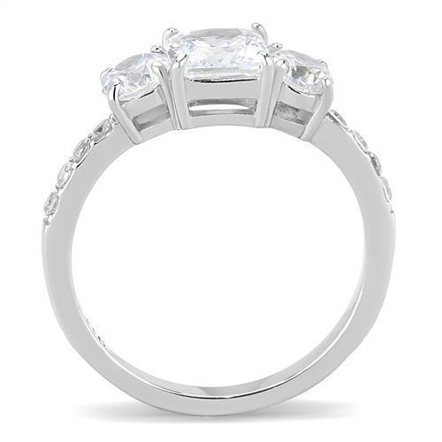 Women Stainless Steel Cubic Zirconia Ring TK3246 featuring a high-polished finish and clear cubic zirconia stones, elegantly designed for everyday wear.