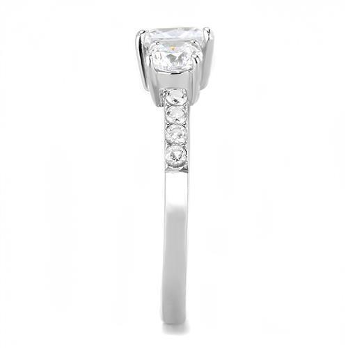 Women Stainless Steel Cubic Zirconia Ring TK3246 featuring a high-polished finish and clear cubic zirconia stones, elegantly designed for everyday wear.