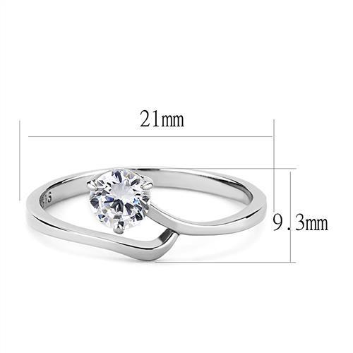 Elegant Women Stainless Steel Ring with Clear Round Cubic Zirconia, high-polished finish, showcasing its stunning design.