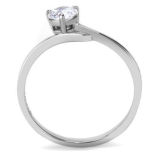 Elegant Women Stainless Steel Ring with Clear Round Cubic Zirconia, high-polished finish, showcasing its stunning design.